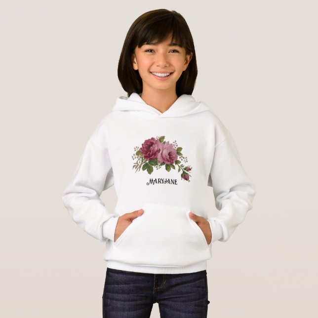 Camiseta Capuz Elegância Rosa Rosa (Frente Completa)
