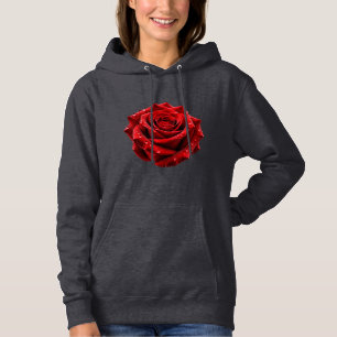 Camiseta Capuz feminino de gotas de água de rosa vermelha r