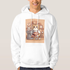 Camiseta Capuz Gato Barista Cartoon Engraçado Fofo