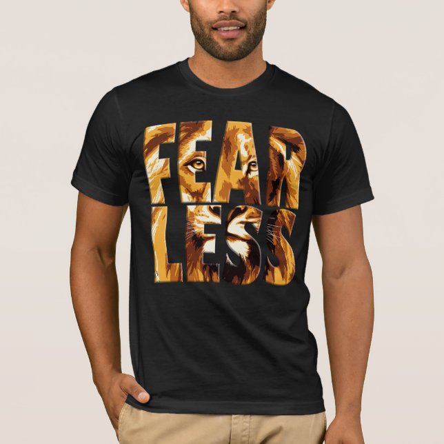 Camiseta Capuz Leão Sem Medo - Streetwear Motivacional para (Frente)