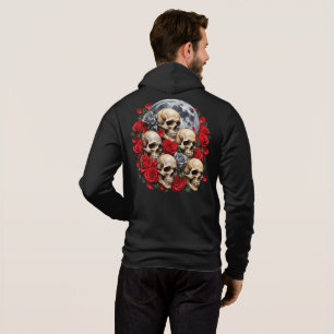 Camiseta Capuz masculino Lua Cheia Caveiras Góticas e Rosas