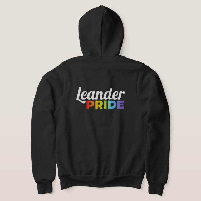 Camiseta capuz preto com zíper frontal Leander Pride (Postura das costas)
