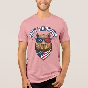 Camiseta Capy 4 de Julho Desenho Vetorial Patriótico de Cap