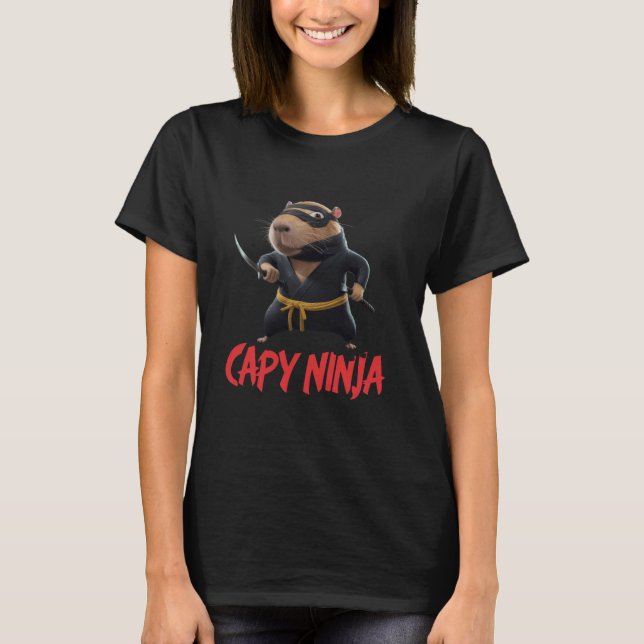 Camiseta Capy Capybara Ninja Funny Ninja Memória Amantes de (Frente)