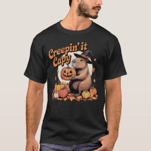 Camiseta Capy Halloween Capybara, crepina, chapéu de bruxa