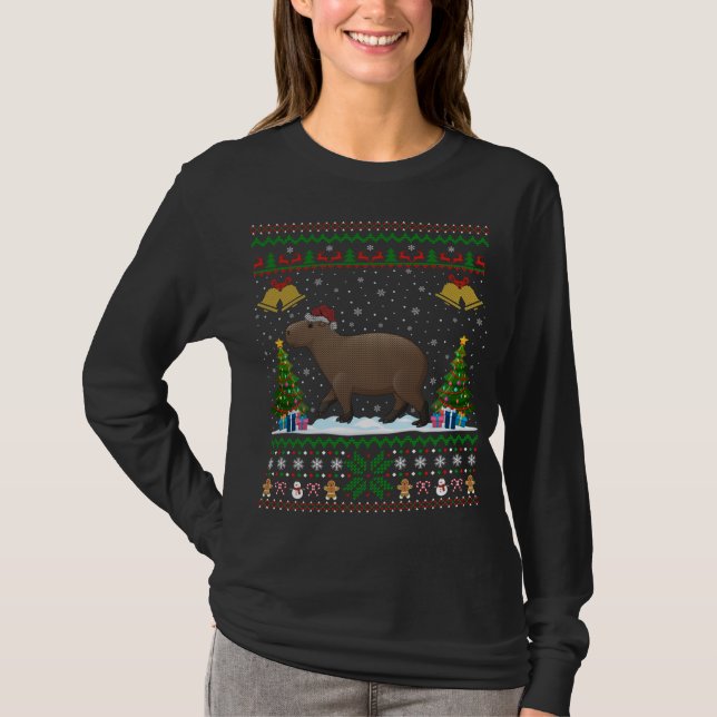 Camiseta Capybara Amante de os animais Xmas Gift Ugly Capyb (Frente)
