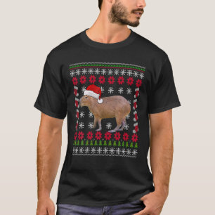 Camiseta Capybara Amante de os animais Xmas Santa Hat Ugly