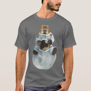 Camiseta Capybara Astronauta Sentando o Fato da Lua Galay C