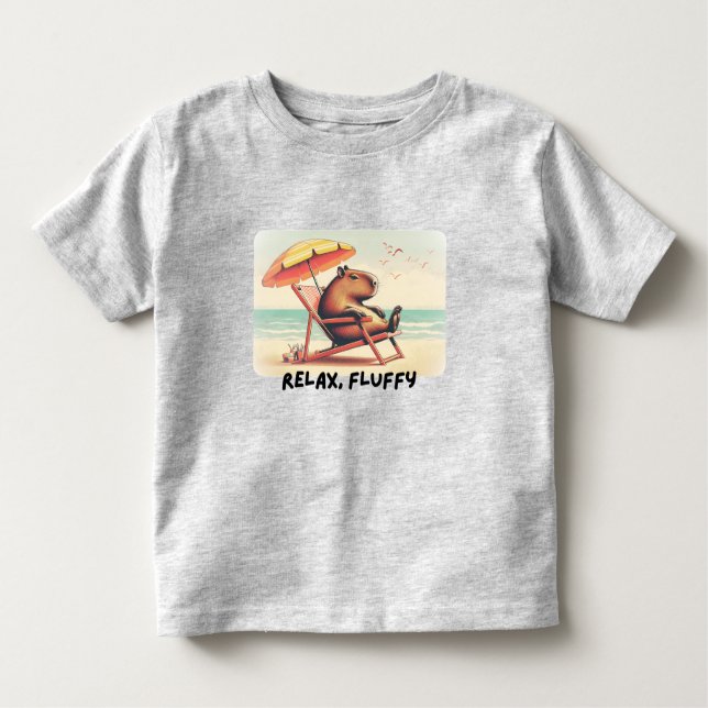 Camiseta Capybara at beach says: Relax, Fluffy (Frente)