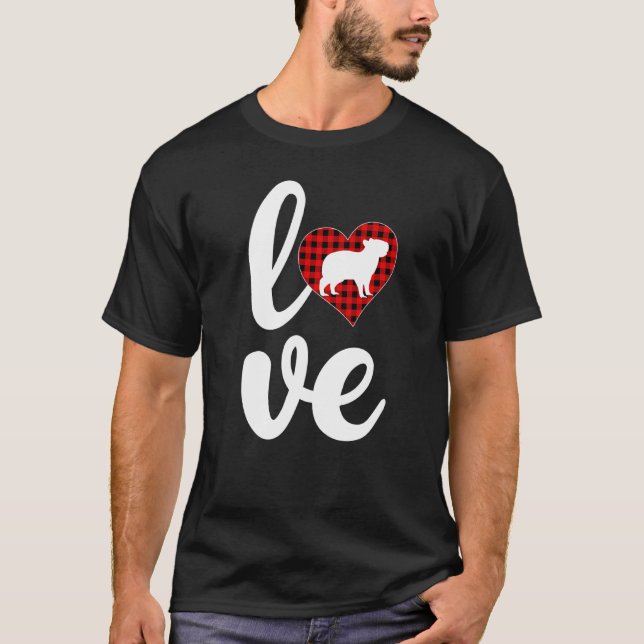 Camiseta Capybara Buffalo Plaid Love Capybara Valentine S D (Frente)