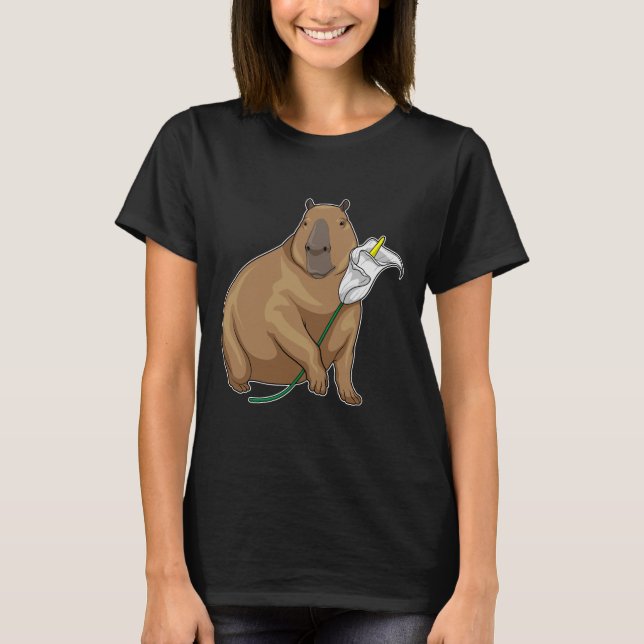 Camiseta Capybara Calendula Flower (Frente)
