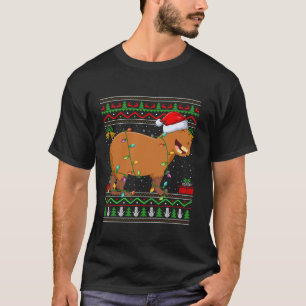 Camiseta Capybara Christmas Lights Papai noel Ugly Sweater