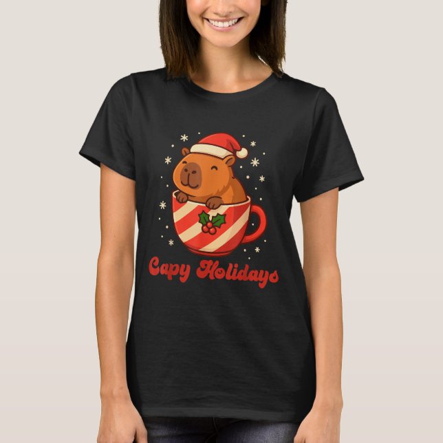 Camiseta Capybara Christmas Shirt, Funny Capy Holidays  (Frente)