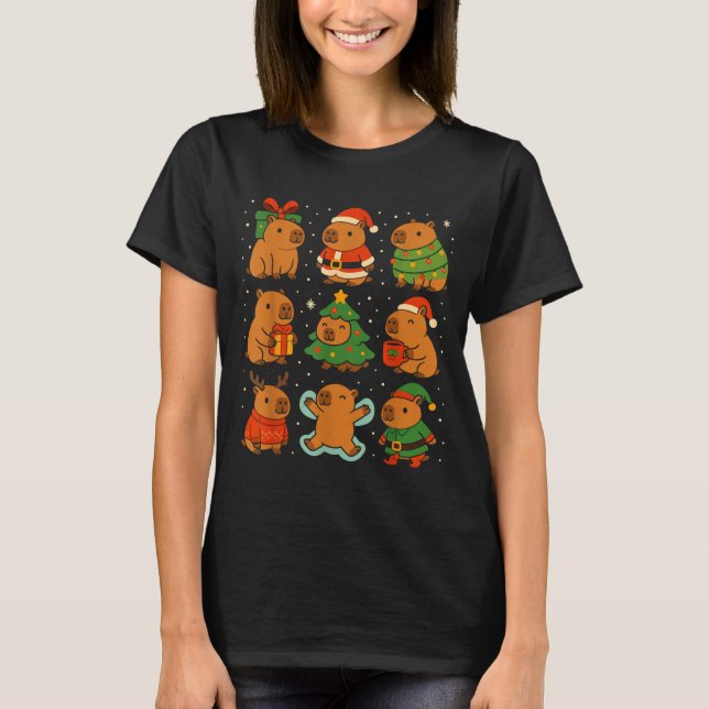 Camiseta Capybara Christmas Shirt, Funny Capy Holidays  (Frente)