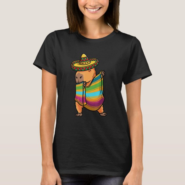 Camiseta Capybara Cinco De Mayo Rodent Dab Crianças Mexican (Frente)