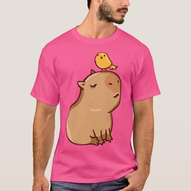 Camiseta Capybara Com Bird (Frente)