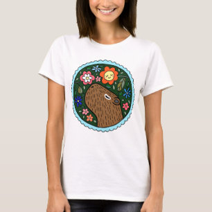 Camiseta Capybara com Flores Capybara Graphic