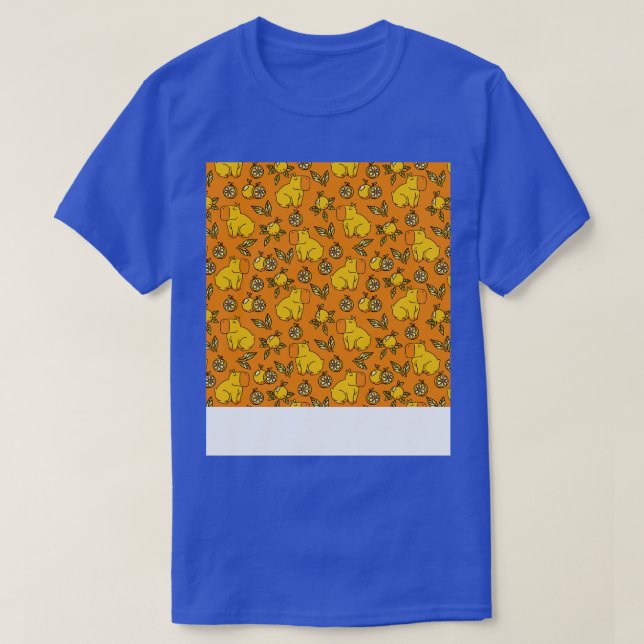 Camiseta Capybara com folhas de laranjas por Tobe Fonseca (Frente do Design)