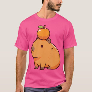 Camiseta Capybara Com Laranja Na Cabeça Capybara
