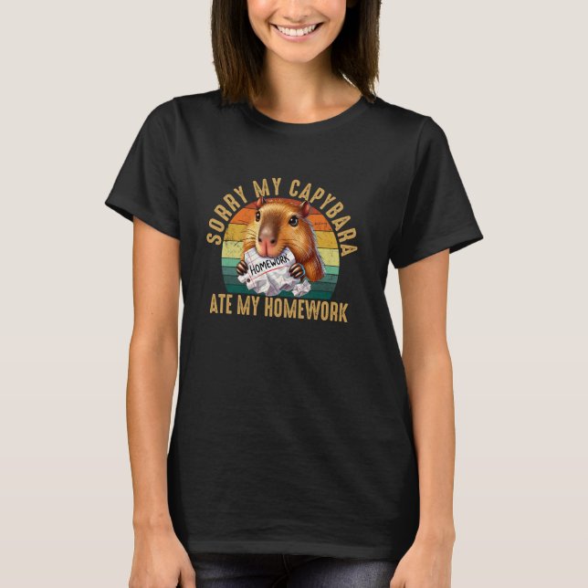 Camiseta Capybara comeu minha lição de casa, capybara (Frente)