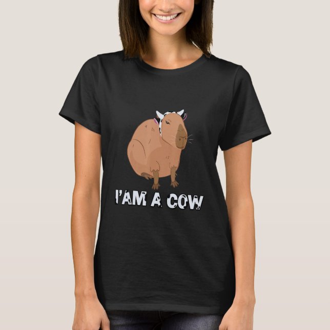 Camiseta Capybara Crianças Orelhas de Vaca Capybara Pet Roe (Frente)