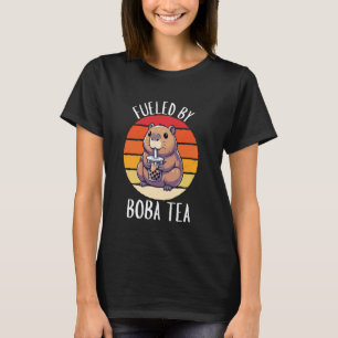 Camiseta Capybara Cuta Retroativa Alimentada Por Boba Tea L