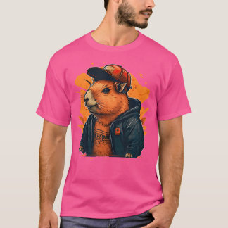 Camiseta Capybara Cute E Funny Capybara Rap Dj Hip-Salto Rb