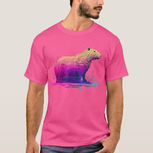 Camiseta Capybara Cute E Funny Capybara Vaporwave