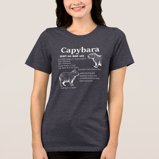 Camiseta Capybara Definition Women’s Shirt White Text Tee (Frente)