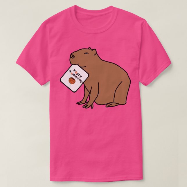 Camiseta Capybara diz Happy Graças (Frente do Design)