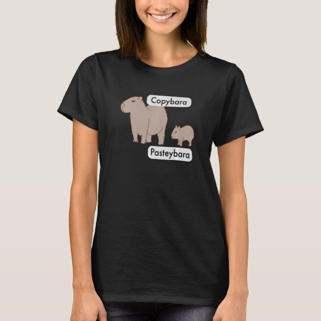 Camiseta Capybara e Baby Capybara Pup Copy Paste Pun (Frente)