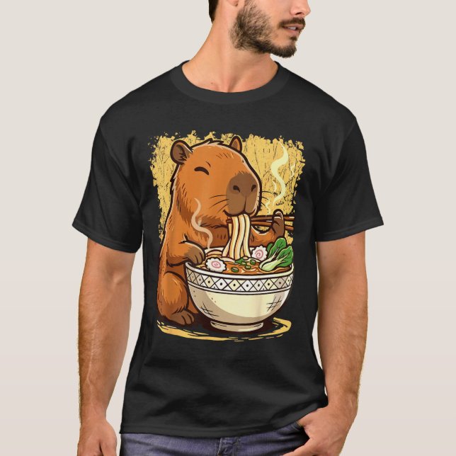 Camiseta Capybara Eating Ramen Noodles  (Frente)