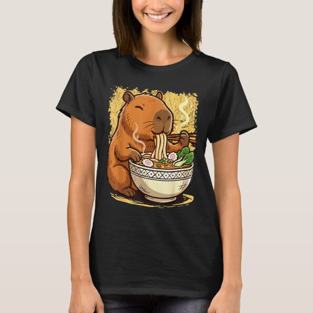 Camiseta Capybara Eating Ramen Noodles  (Frente)