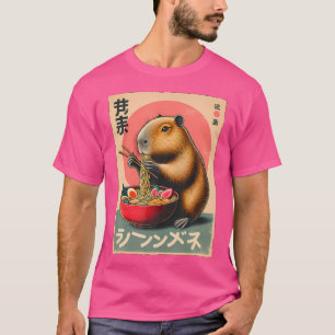 Camiseta Capybara Eating Ramen Noodles Japonês Art Capybar