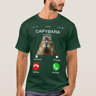Camiseta Capybara Está Chamando Funny Capibara Amante de os
