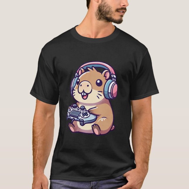 Camiseta Capybara Funny Video games Jogos (Frente)
