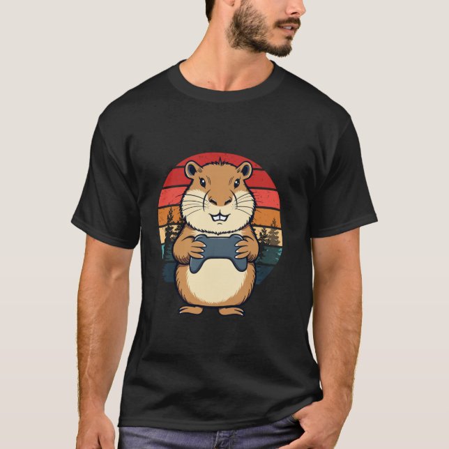 Camiseta Capybara Funny Videos games de Retrô para Crianças (Frente)