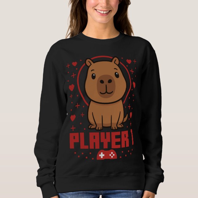 Camiseta Capybara Gamer Couple Capybara Retro Pixel Arcade (Frente)
