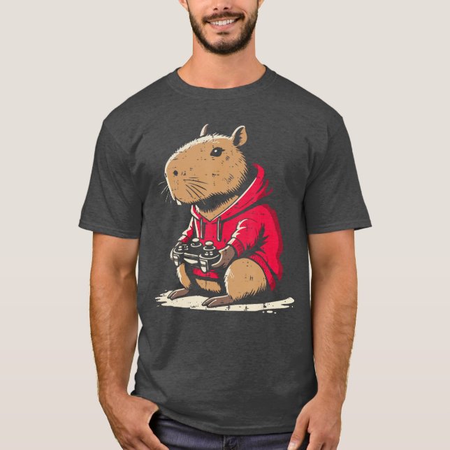 Camiseta Capybara Gamer Funny Video Gaming Capy Rodent Boys (Frente)