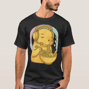 Camiseta Capybara Gamer Ramen Gráfico Fone de Ouvido Video