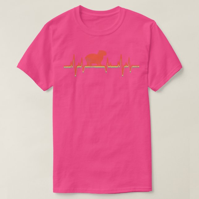 Camiseta Capybara Heartbeat Vintage (Frente do Design)