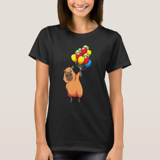 Camiseta Capybara Holding Balões Carpincho Water Hog Birt