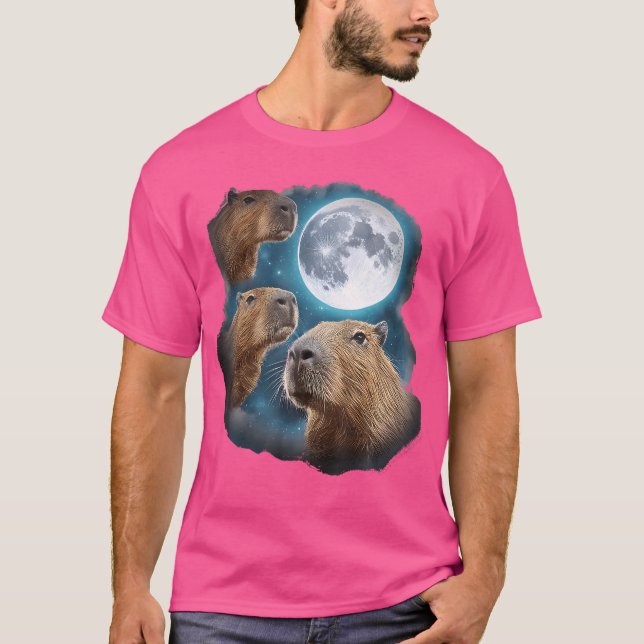 Camiseta Capybara Howling Na Lua (Frente)