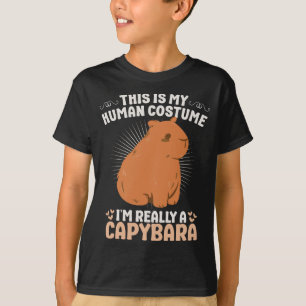 Camiseta Capybara Human Costume Dia de as Bruxas engraçado