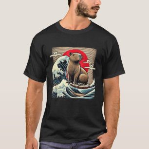 Camiseta Capybara Japonesa Kanagawa Onda Gráfico Tee Estran