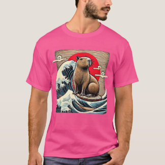 Camiseta Capybara Japonesa Kanagawa Wave Surf Estranho Engr