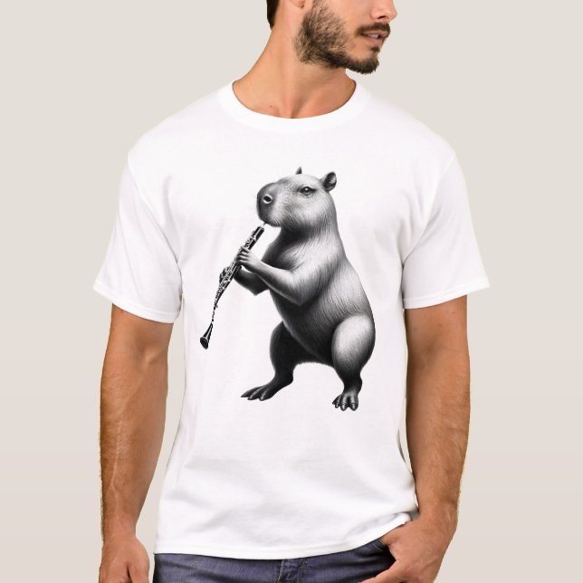 Camiseta Capybara Jogando Oboe Oboist Oboe Player (Frente)