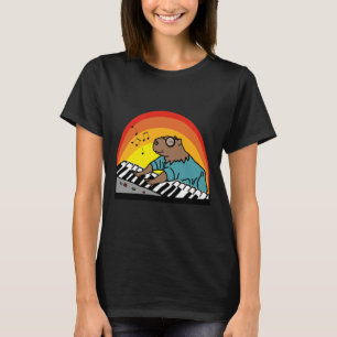 Camiseta Capybara Jogando Piano Funny Amante de os animais