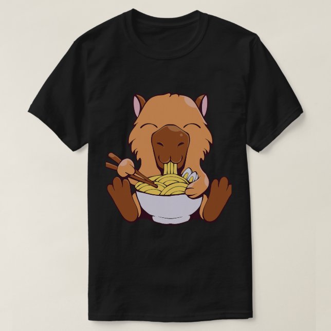 Camiseta Capybara Lover Japonesa Capybara Eating Ramen Nood (Frente do Design)