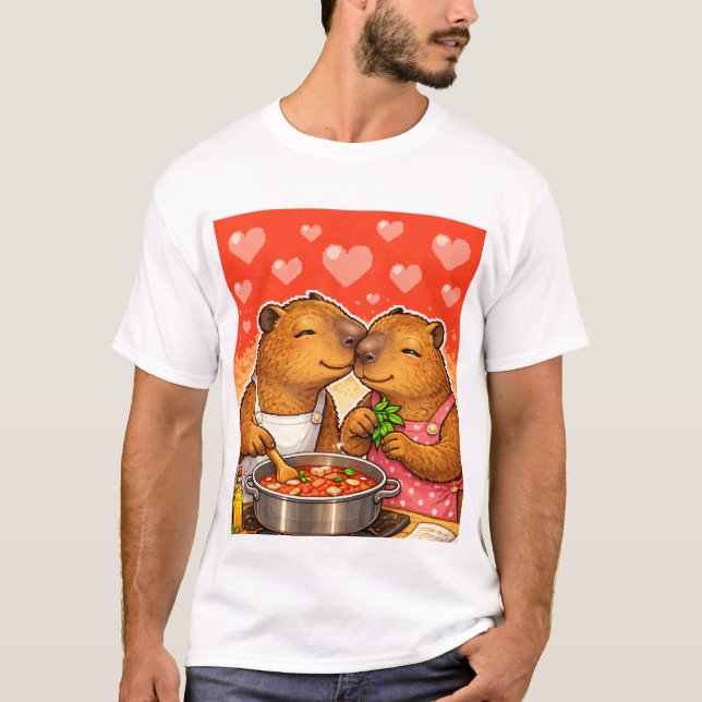 Camiseta Capybara Loves Cooking (Frente)